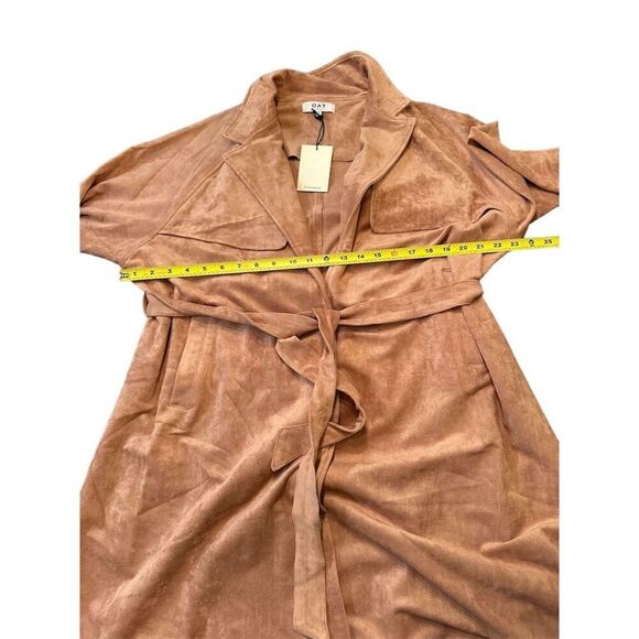 OAT New York Women's Pink Faux Suede Trench Coat Size S Long Sleeve NWT - Picture 8 of 13